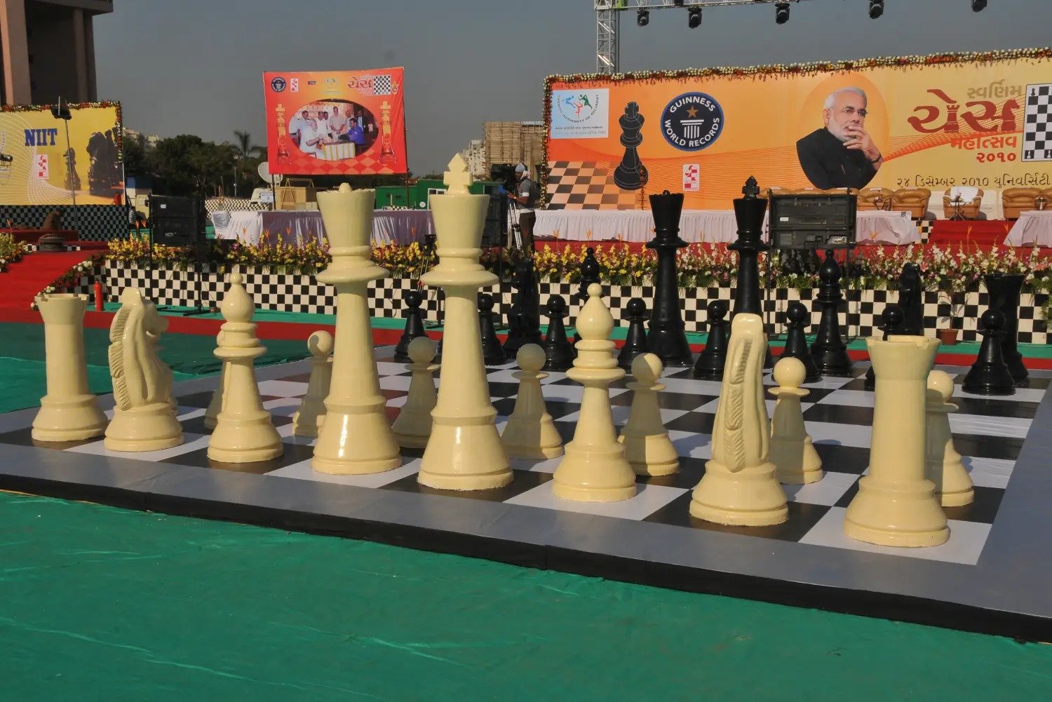 Government Events with large chess board and pieces outdoor